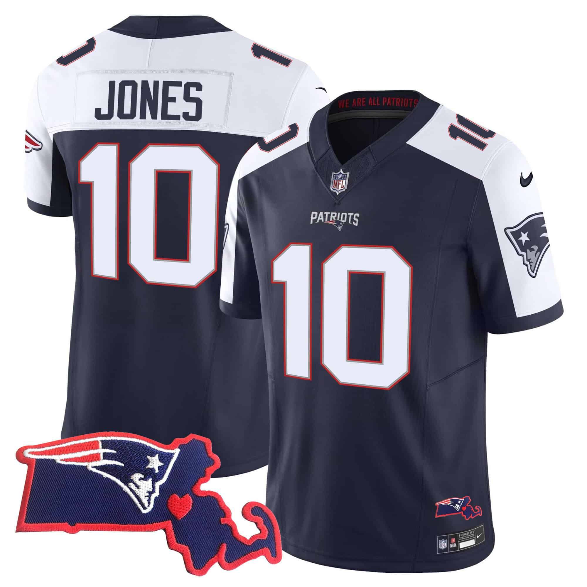 Men New England Patriots #10 Jones Dark blue 2024 Nike Patch Vapor Limited NFL Jersey->indianapolis colts->NFL Jersey